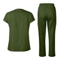 thumbnail image 4 of FrzhBrz Solid Scrub Set for Women Slim Fit Crossing Pocket Top & Drawstring Jogger Pants Medical Scrubs Set, 4 of 4