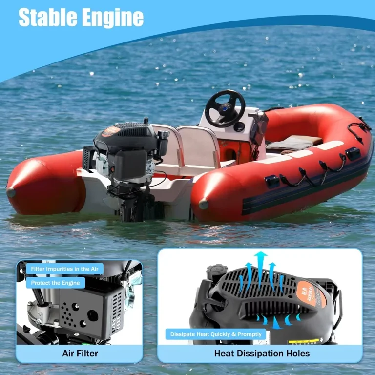 Tfcfl 4 Stroke 6HP Outboard Motor Fishing Inflatable Boat Vertical Engine Air Cooled, Size: One size, Black