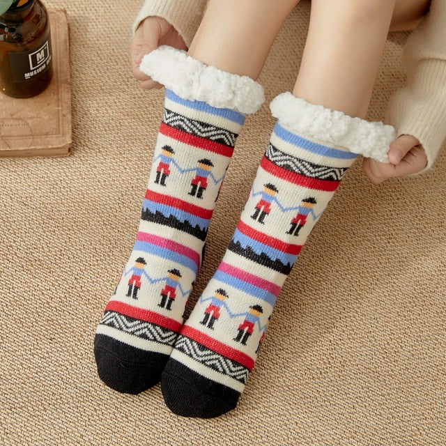 Womens Slipper Fuzzy Socks Non Slip Winter Warm Soft Fluffy Cozy Fleece Lining Home Socks,Color14