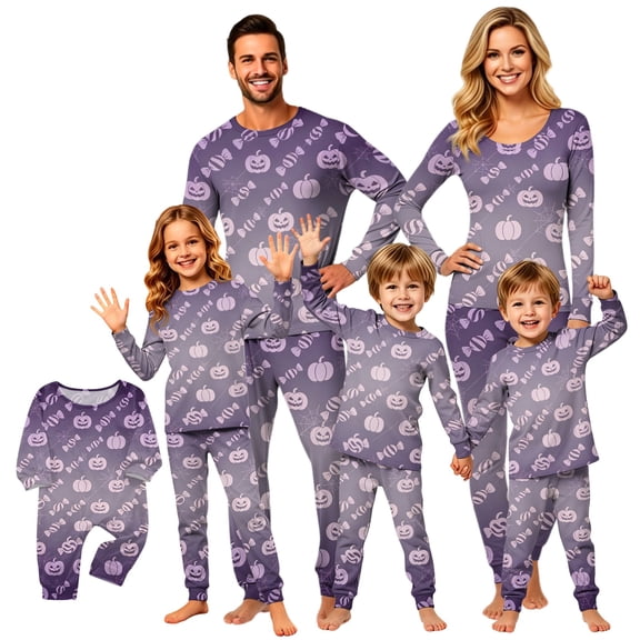 2026 Matching Family Halloween Pajamas Set, Fall Sleepwear, Ghost & Pumpkin Printed Holiday Sleepwear, Soft Loungewear PJs Outfit