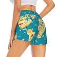 thumbnail image 2 of Uemuo World Map With Landmarks Pattern Women's Athletic Shorts High Waisted Running Shorts with Liner Pockets Gym Elastic Workout Shorts-Medium, 2 of 9