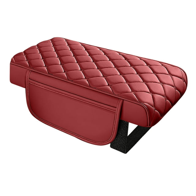 Universal Memory Foam Armrest Pad with Leather Cover and Storage Compartments for Vehicle Center Console Comfort