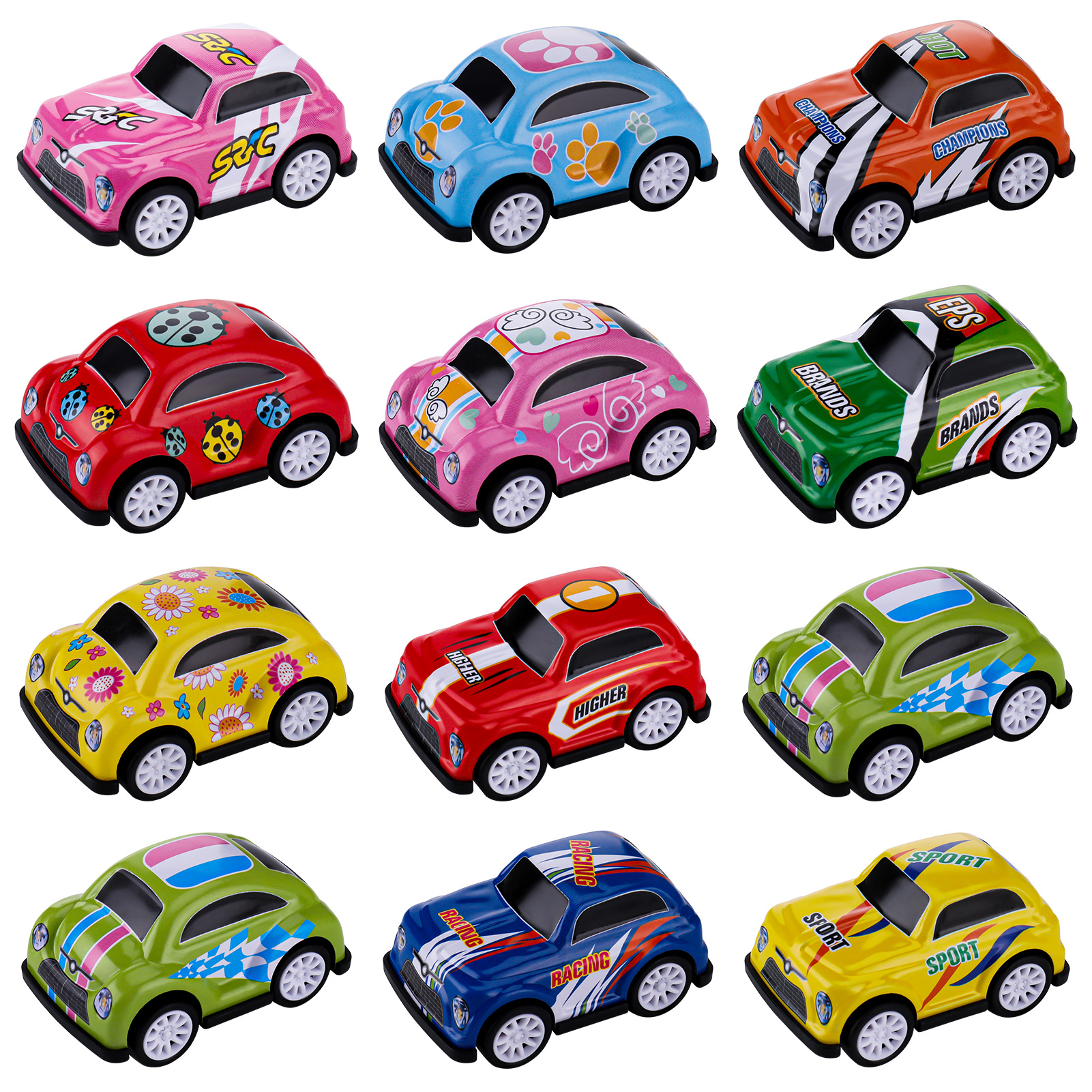 Rumbeast 12 Pull Back Racing Cars, Die cast Race Car Vehicles Playset