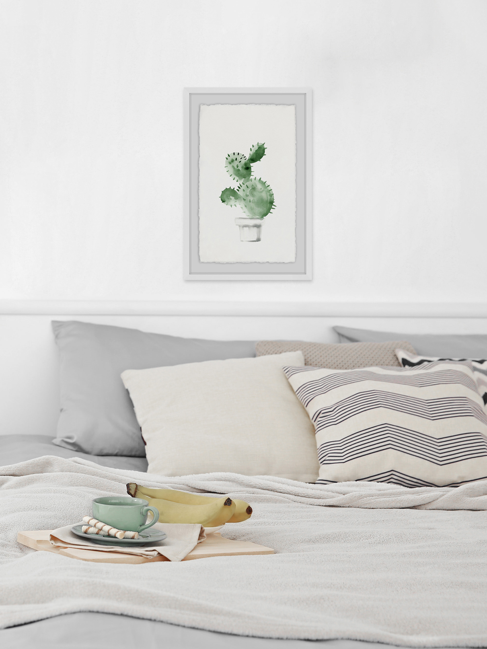 Spiky Succulent Framed Painting Art Print, 30.00" x 1.50"