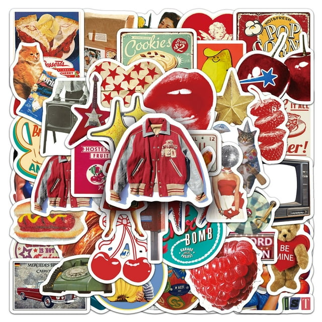 Paquete de pegatinas Retro Aesthetic de vinilo impermeable, 50 unidades