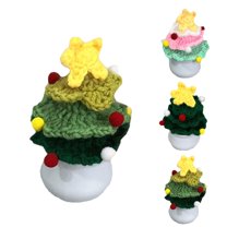 Gcvizuso Christmas Tree, Christmas Tree Decorations, Knitted Mini Simulated Christmas Tree Potted Plant Knitted With Colorful Plush Balls Suitable For Car And Home Office Classroom Three Colors