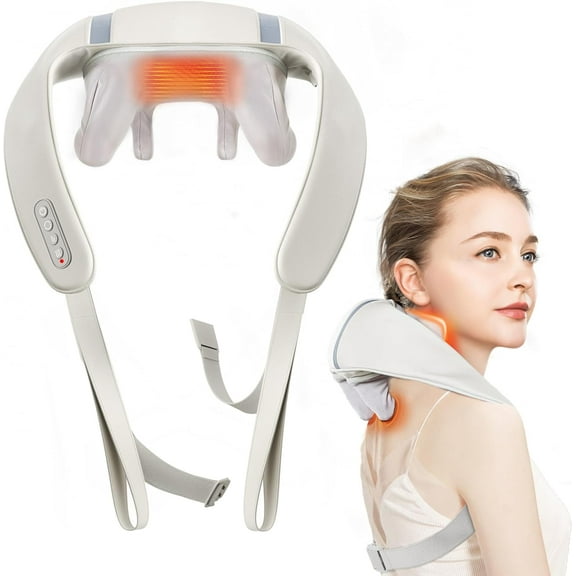 Shiatsu Neck and Shoulder Massager with Heat - Upgarded Cordless 5D Deep Tissue Kneading Massager, Rechargeable Massage for Neck, Shoulder and Back, Ideal Gifts for Women,Men