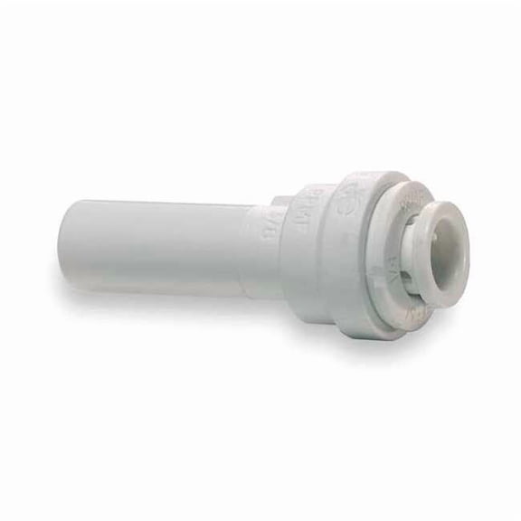 Push-Fit Adapter Fitting, 1/2 in x 3/8 in Tube Size, Polypropylene, White, 10 PK