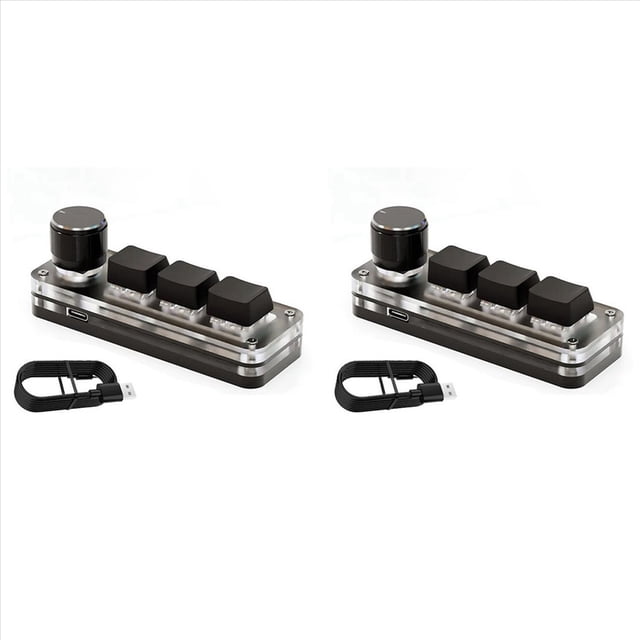 2X Macropad Macro Teclado Mecánico RGB Mini Gaming Perilla de Programación Personalizada Teclados 3 Teclas para Photoshop