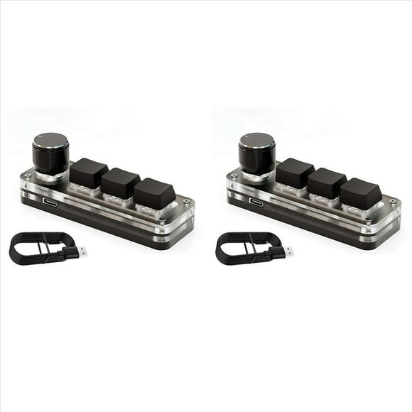 2X Macropad Macro Teclado Mecánico RGB Mini Gaming Perilla de Programación Personalizada Teclados 3 Teclas para Photoshop