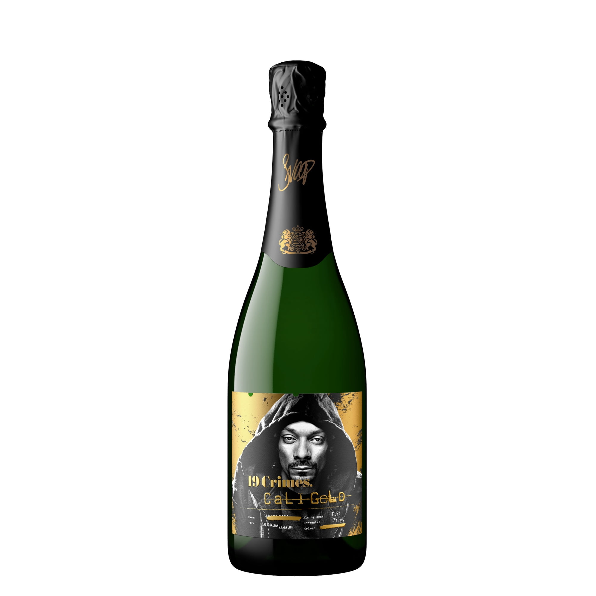 19 Crimes Snoop Dogg Cali Gold Sparkling White Wine, 750ml Glass wine bottle, 11 % ABV
