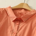 thumbnail image 5 of Loose Linen Shirts Button Up Collared Summer Fall Clothes 3/4 Length Sleeve Tops Casual Womens Blouses (2XL, Orange), 5 of 7