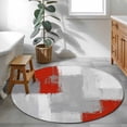 thumbnail image 3 of Round Rugs 3.3 Ft, Red Grey Non Slip Area Rugs for Kitchen Bedroom Entryway, Abstract Geometric Color Block Oil Painting Washable Carpet Runner Rug Floor Mats for Bedroom Home Decor, 3 of 8