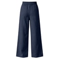 thumbnail image 6 of Women's Patch Pocket Wide Leg Pants, Button Zip Waist, Front Patch Pockets, Relaxed Fit, 6 of 7