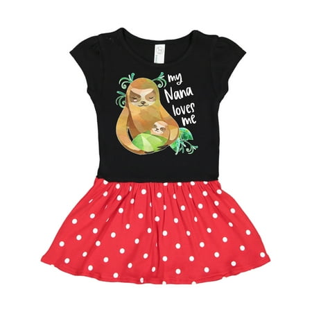 

Inktastic My Nana Loves Me Cute Sloth and Baby Gift Toddler Girl Dress