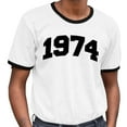 thumbnail image 2 of 1974 College Style Ringer Tee Shirt Unisex Large White/Black, 2 of 5