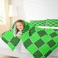 thumbnail image 4 of jejeloiu Classic Grid Bedding Comforter Set,Minimalism Geometric Checkered Twin Comforter Sets,Green Black Checkerboard Bedding Set For Girls Boys,Super Cozy Room Decor Reversible,2pcs, 4 of 8