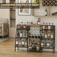 thumbnail image 3 of Versatile Bar Stand with Glass Holder, Wine Rack Freestanding Floor, Liquor Cabinet for Liquor Whiskey Wine, 6-Tier Stepped Bar Cabinet with Fences, Vintage Brown（Patent Pending）, 3 of 7