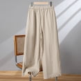 thumbnail image 6 of Jerdar Women's Lightweight Linen Capri Pants Summer Wide Leg Pocket Drawstring Elastic Waist Pants L, 6 of 8