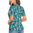 thumbnail image 3 of Honeii Skull Cat Print Women's Classic V-Neck T-Shirt,Womens Fashion Tops,Stylish Everyday Top for Women, Casual Summer Spring Outfits Clothes-Small, 3 of 5