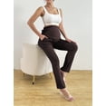thumbnail image 2 of Bearsland Women's Plus Size Maternity Pants Drawstring Maternity Leggings Over The Belly Stretchy Straight Pregnancy Pants with Pockets 2-Pack, 2 of 7