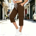 thumbnail image 6 of VBVC Women's Drawstring Cargo Capri Pants, Casual Breathable Mid Calf Utility Trousers For Women, Ladies' Outdoor Hiking Pants with Pockets,Brown,S-3XL, 6 of 9