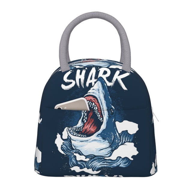 Fotbe Shark Bolsa de Almuerzo con Estampado, Lonchera Aislada, Contenedor de Comida Reutilizable Tipo Cooler a Prueba de Fugas