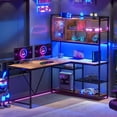 thumbnail image 7 of 58'' L Shaped Computer Desk with LED Light and Bookshelf, Modern Corner Office Desk with Storage Shelves, Home Office Desk, 7 of 7