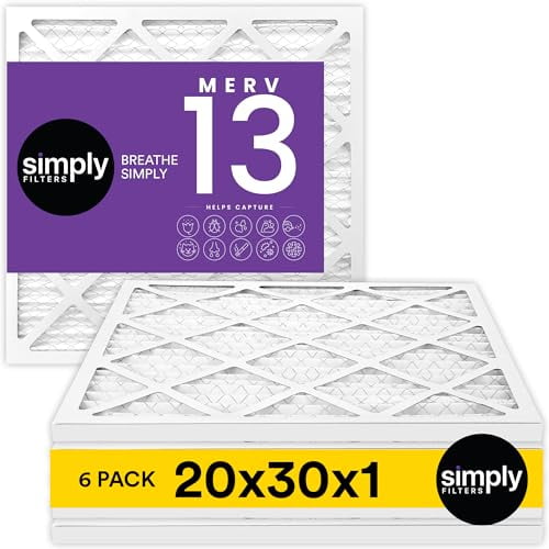 Simply Filtre à Air 20x30x1, Merv 13, MPR 1500, Lot de 6, pour Fourneau AC et HVAC Domestique (Taille Réelle : 19.75"x29.75 Poucesx0.75 Pouces) Contrôle de la Poussière, des Animaux et des Allergies