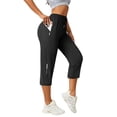 thumbnail image 7 of iHPH7 Women's Workout Capris with Zipper Pockets Quick Dry Athletic Cropped Pants Lightweight Stretchy Running Yoga Pants for Gym Hiking Activewear Black L, 7 of 7