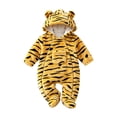 thumbnail image 4 of Baby Tiger Hooded Romper Soft Plush Warm Animal Jumpsuit Halloween Dress-Up Outfit, 4 of 6