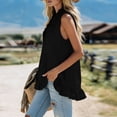 thumbnail image 6 of Flowy Summer Shirts for Women V-Neck Ruffle Trim Linen Top Breathable Casual Summer Tank Tops for Daily Vacation Wear Black L, 6 of 6