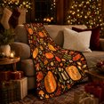 thumbnail image 3 of Pumpkin Mushroom Foliage Flower Star Autumn Botanical Pattern Flannel Blanket For Autumn Fans, Cozy Orange Brown Home Decor For Bedroom Living Room Halloween Gift, 3 of 9