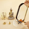 thumbnail image 4 of 6 in 1 Incense Holder - Palo Santo, Buddha Statue, Sage & Incense Burner Holder for Sticks/Coil/Cones, Gold Oval Ash Catcher, 4 of 5