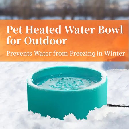 SUGARMOM Dog Water Heated Bowl 108oz Large Capacity Dog Feeding Basin With Long Chewable Cable Temperature Control Pet Bowl For Outdoor Supply
