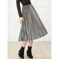 thumbnail image 2 of INSPIRE CHIC Jupe Midi Plissée en Velours Taille Haute Élastique pour Femmes, 2 of 6