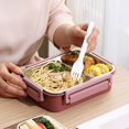 thumbnail image 4 of Stainless steel Lunch box for Adults Kids Students Portable Divided Bento Box with Tableware Leakproof Food Storage Containers Red 3Grids, 4 of 6