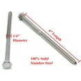 Bolt Dropper 1/4" X 1" Stainless Hex Lag Bolts – 25-Pack, 304 (18-8) Marine Grade, Coarse Thread, Rust Resistant, Indoor/Outdoor Use