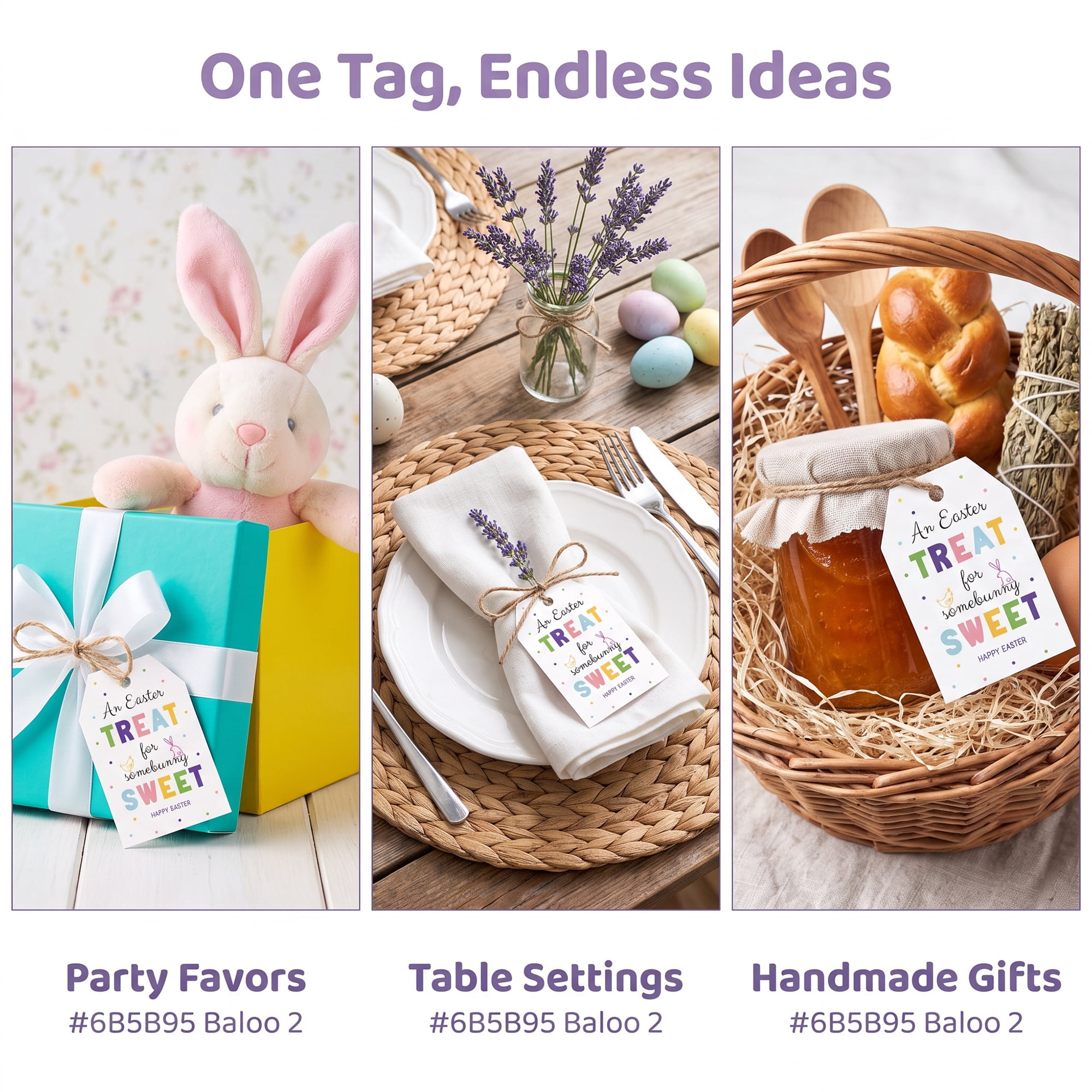 Unique Bargains 100Pcs Easter Gift Tags with Twine for Wrapping Letter Pattern 2" x 3.1"