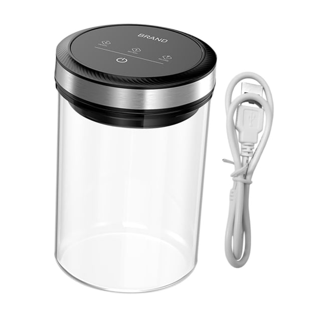 Recipiente de café al vacío automático, recipiente de café, recipiente de café apilable de vidrio, recipiente de almacenamiento de alimentos al vacío claro