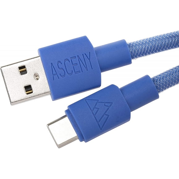 Cable de Teclado Mecánico Asceny Espiral Doble Manga Azul