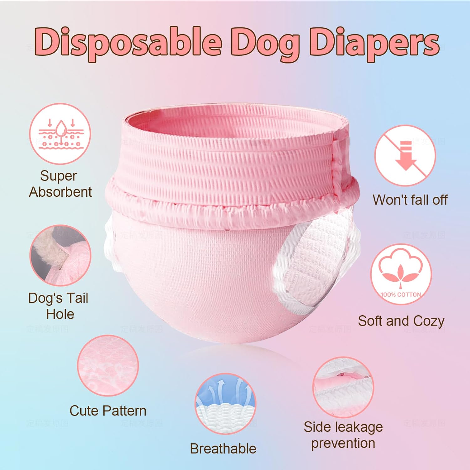 Disposable Dog Diapers Female, Just Pull It Up, Doggie Diapers for Female Dogs, Strong Absorbency | Leak Proof, for Dogs in Heat | Elderly | Disabled, S 10 PCS