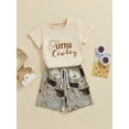thumbnail image 5 of Aojekbee Baby Boys Shorts Set, Short Sleeve Letters Print T-shirt with Boot Print Shorts Summer Outfit, 5 of 10