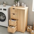 thumbnail image 3 of GZXS Floor Storage Cabinet, Bathroom Cabinet with Door and 4 Drawers, Freestanding Pantry Cabinet with Adjustable Shelf for Living Room, Kitchen, Entryway, Easy Assembly, Natural, 3 of 11
