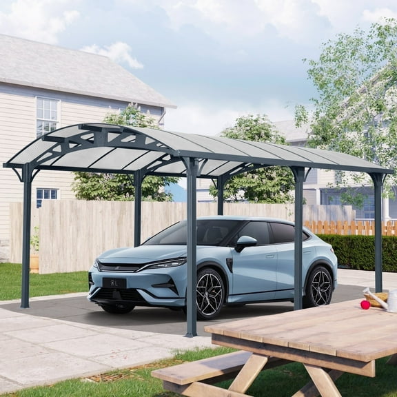 CarButler 12x16x8ft Metal Outdoor Arch Carport Heavy Duty Carport for Driveway Car, Truck