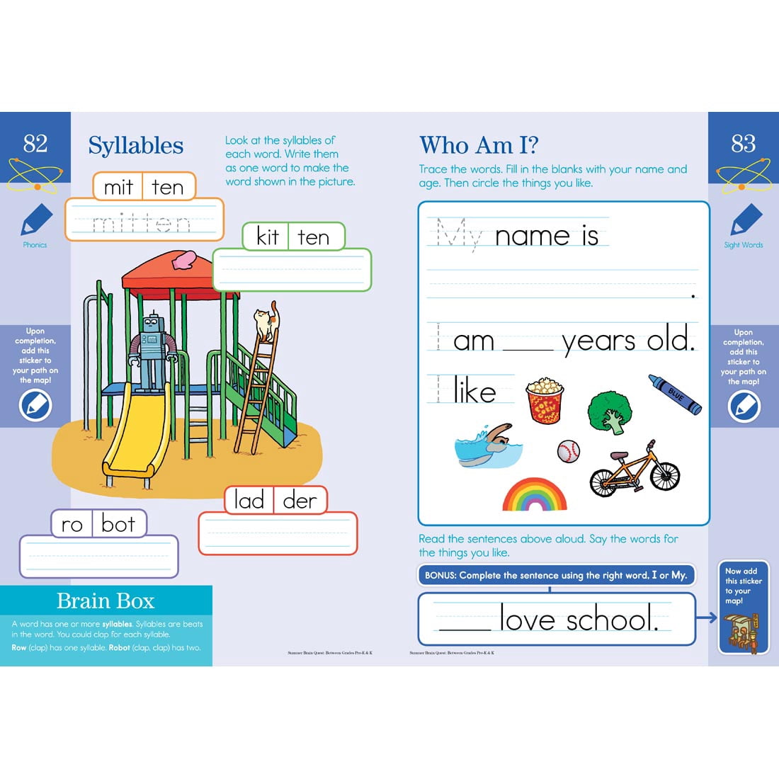 Summer Brain Quest Workbook, Grades Pre-K & K