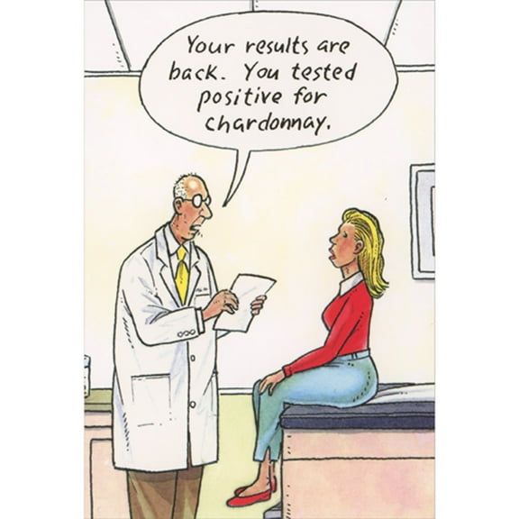 Pictura Tested Positive for Chardonnay: Doctor Talking to Blonde Woman Funny Birthday Card for Women