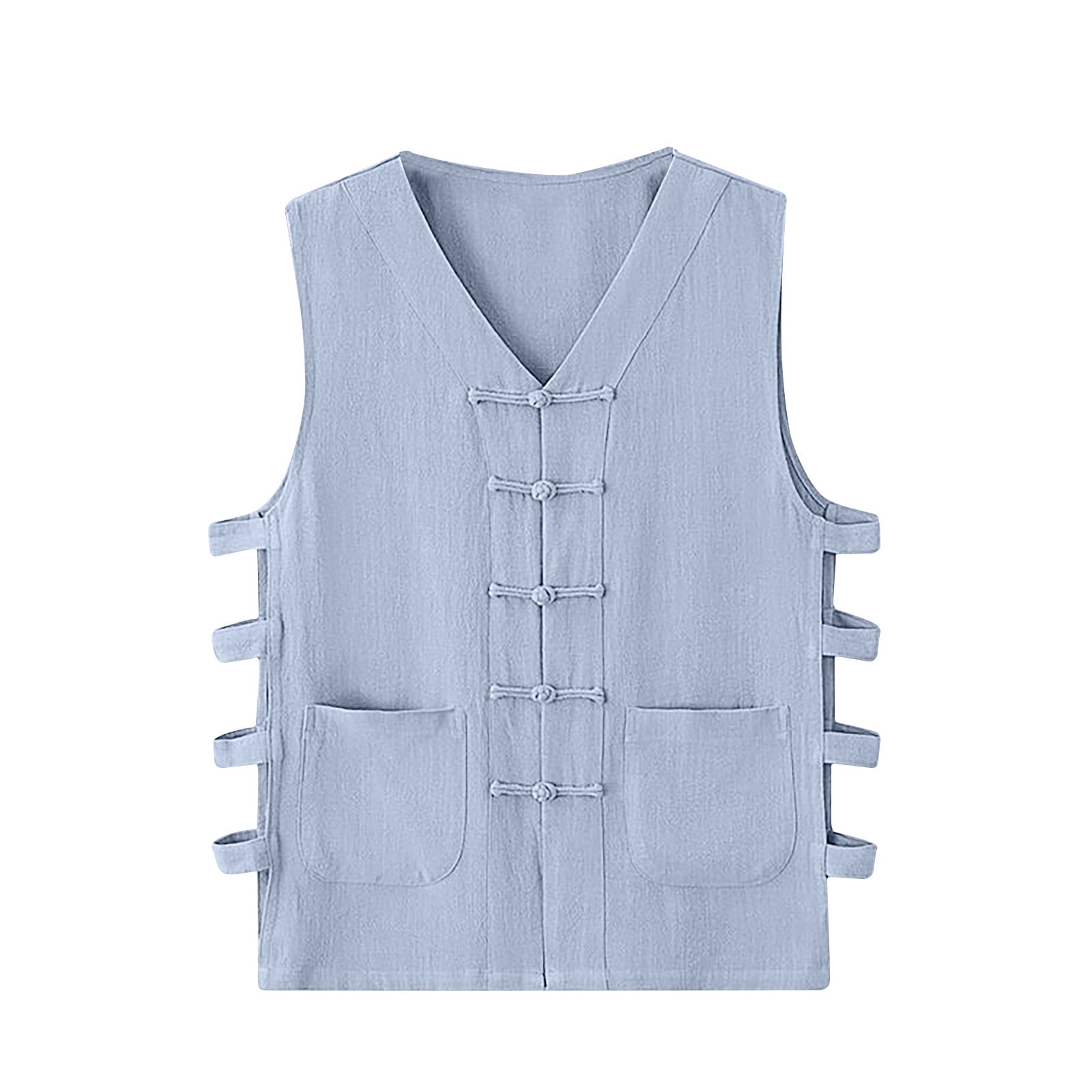 Oalirro Mens Undershirts V-Neck Sleeveless Cotton Linen Waistcoat for ...