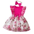 thumbnail image 2 of ITSAME Baby Girls Tutu Dress, Cute Bow Crewneck Flutter Ruffle Summer Fashion Puffy Tulle Princess Dress Hot Pink 12-18M, 2 of 6