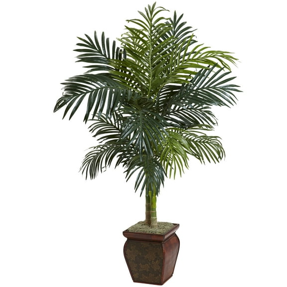Nearly Natural 4.5' Golden Cane Palm Artificial Tree with Decorative Container